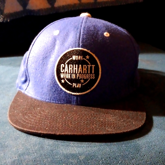 CARHARTT WORK IN PROGRESS Blue Wool Blend Baseball Cap One Size - Picture 1 of 4
